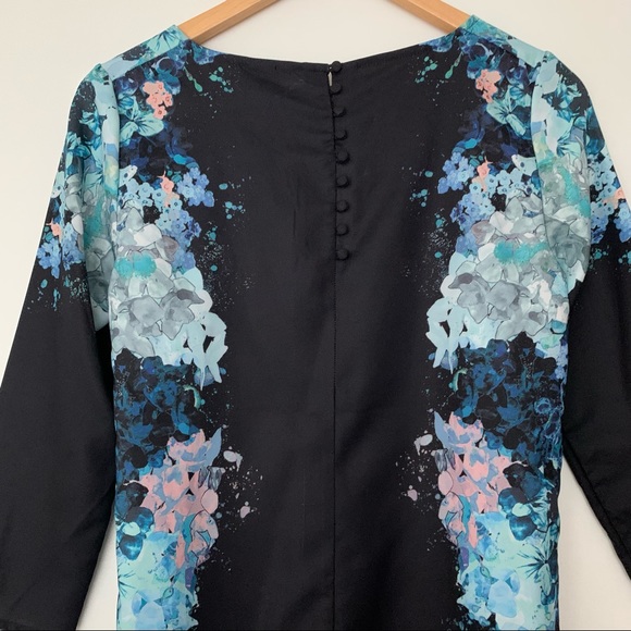 Navy Dress with Watercolour Floral Pattern - Picture 4 of 5